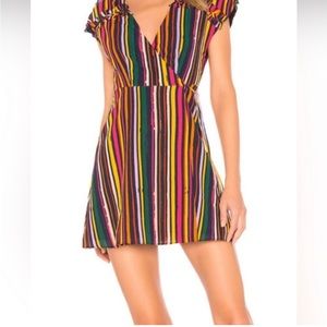 Tularosa Multicolor Strip Wrap Mini Dress EUC